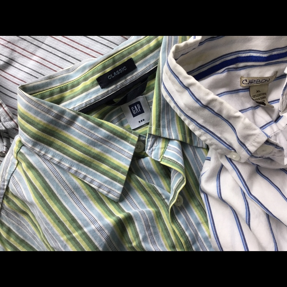 Gap Shirt Classic Striped Button Down Aqua Lime S… - image 5